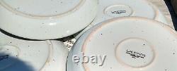 Lauffer Blueberry Blue Bands Speckled Dinner Plates Japan 10 5/8 SET of FOUR