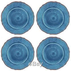 Le Cadeaux Antiqua Blue Dinner Salad PlatesCereal Bowls 12-PC Dinnerware Set