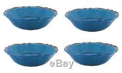 Le Cadeaux Antiqua Blue Dinner Salad PlatesCereal Bowls 12-PC Dinnerware Set