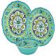Le Cadeaux Madrid Turquoise Dinner Salad Plates Cereal Bowls 12-Piece Dinnerware