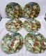 Le Houx Gien France 6 Christmas Lunch Plates Holly Berry & Blue Ribbon