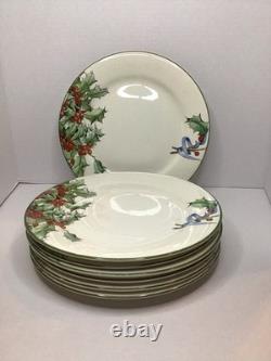 Le Houx Gien France Holly Berries Blue Ribbon 10-inch Dinner Plate