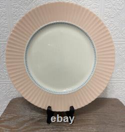 Lenox 10.5 Dinner Plate Pink Fluted Design White Center With Blue Detail 1930s