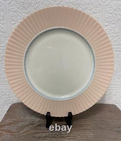 Lenox 10.5 Dinner Plate Pink Fluted Design White Center With Blue Detail 1930s