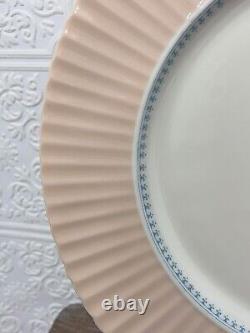 Lenox 10.5 Dinner Plate Pink Fluted Design White Center With Blue Detail 1930s