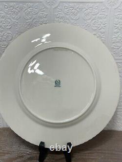 Lenox 10.5 Dinner Plate Pink Fluted Design White Center With Blue Detail 1930s