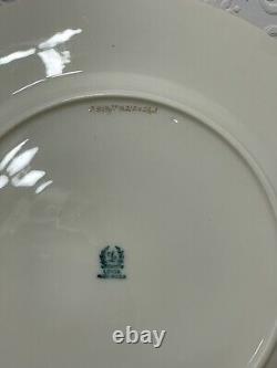 Lenox 10.5 Dinner Plate Pink Fluted Design White Center With Blue Detail 1930s