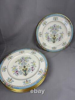 Lenox Blue Tree Dinner Plates 10 1/2 Gold Trim Set Of 8