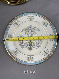 Lenox Blue Tree Dinner Plates 10 1/2 Gold Trim Set Of 8