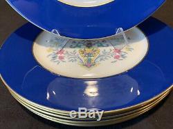 Lenox Blue Tree Dinner Plates 10 3/8 Dia Cobalt/Dark Blue Gold Rim Set of 6 Y98