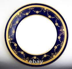 Lenox Cobalt Blue Gold Encrusted B10 Large Dinner Plates Set of 11 Antique #1326