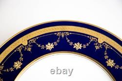 Lenox Cobalt Blue Gold Encrusted B10 Large Dinner Plates Set of 11 Antique #1326