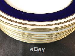 Lenox E66B Tiffany & Co Dinner Plate Cobalt Blue Gold Encrusted Antique Set of 7