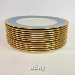 Lenox Expressly for Ovington Bros. Gold & Cyan, Bright Blue Dinner Plates Set 12