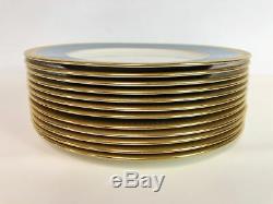 Lenox Expressly for Ovington Bros. Gold & Cyan, Bright Blue Dinner Plates Set 12