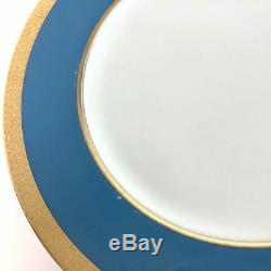 Lenox Expressly for Ovington Bros. Gold & Cyan, Bright Blue Dinner Plates Set 12