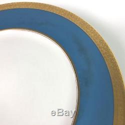 Lenox Expressly for Ovington Bros. Gold & Cyan, Bright Blue Dinner Plates Set 12