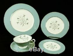 Lenox Kingsley 60 Pc Set Service For 12 Teal Platinum X-445 MCM Excellent USA