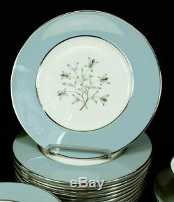 Lenox Kingsley 60 Pc Set Service For 12 Teal Platinum X-445 MCM Excellent USA