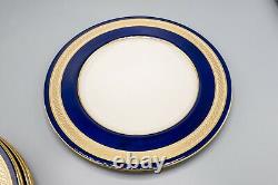 Lenox M344B Dinner Plates Set of 6 Cobalt Blue Gold Gumps 10 3/8 FREE USA SHIP