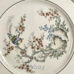 Lenox Plum Blossoms Dinner Plate Blue Bird Branches Silver Trim 10.5Set of 8