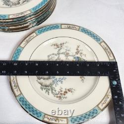 Lenox Plum Blossoms Dinner Plate Blue Bird Branches Silver Trim 10.5Set of 8