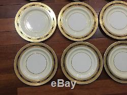 Lenox Porcelain Set of 12 Cobalt Blue & Gold Encrusted Plates 10 1/2