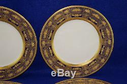 Lenox X114B (4) Dinner Plates, 10 1/2 Cobalt Gold Encrusted-Green B/S