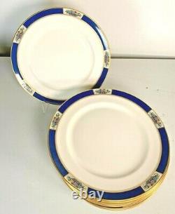 Lenox gold and blue rim with bouquet of flowers dinner plate set of 12