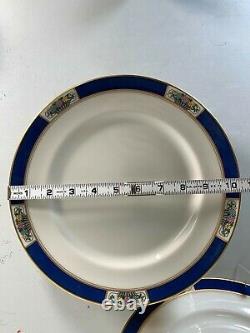 Lenox gold and blue rim with bouquet of flowers dinner plate set of 12