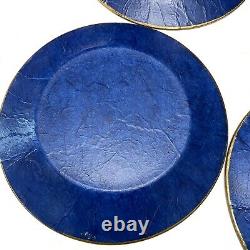 Leslie Linsley Nantucket Hydrangea Decoupage Glass Dinner Plates Set of 4 Signed