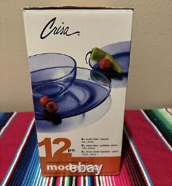 Libbey Crisa Moderno Mediterranean Cobalt Blue Glass Bowls Salad Dinner Plates