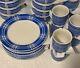 Libbey Tableware Plaid Dinner Plates Bowls Coffee Cups Blue & White Micro Safe