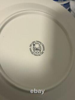 Libbey Tableware Plaid Dinner Plates Bowls Coffee Cups Blue & White Micro Safe