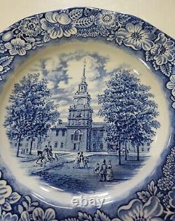 Liberty Blue Independence Hall Dinner Plate Lot Of 9 Plates
