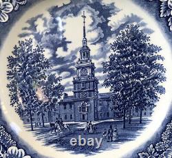 Liberty Blue Independence Hall Dinner Plates 9 3/4 Staffordshire England (6)