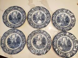 Liberty Blue Staffordshire Dinner & Dessert Plates & Bowls Monticello 24 pc Set