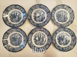 Liberty Blue Staffordshire Dinner & Dessert Plates & Bowls Monticello 24 pc Set