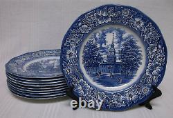 Liberty Blue Staffordshire Dinner Plates Set of 10 Independence Hall EXC