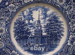 Liberty Blue Staffordshire Dinner Plates Set of 10 Independence Hall EXC
