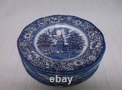 Liberty Blue Staffordshire Dinner Plates Set of 10 Independence Hall EXC