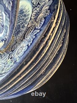 Liberty Blue Staffordshire Ironstone 9 7/8 Dinner plates Lot of 12 England