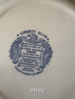 Liberty Blue Staffordshire Ironstone 9 7/8 Dinner plates Lot of 12 England