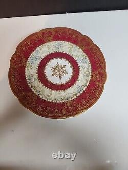 Limoges Lunch Plate Gilt Pink/Red/ Violet Or Blue Band 8.5 5 Pc