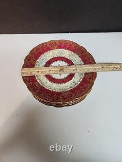 Limoges Lunch Plate Gilt Pink/Red/ Violet Or Blue Band 8.5 5 Pc
