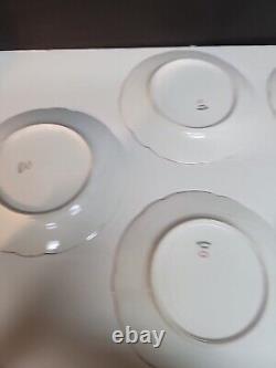 Limoges Lunch Plate Gilt Pink/Red/ Violet Or Blue Band 8.5 5 Pc