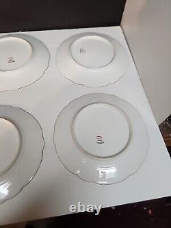 Limoges Lunch Plate Gilt Pink/Red/ Violet Or Blue Band 8.5 5 Pc