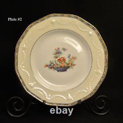 Limoges Theodore Haviland 3 Dinner Plates Chippendale Embossed Garland 1920-1925