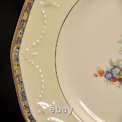 Limoges Theodore Haviland 3 Dinner Plates Chippendale Embossed Garland 1920-1925