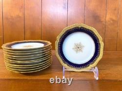 Limoges Wm. Guérin & Co. Dinner Service for 12, 62 Pcs, Cobalt Blue, Gold gilt